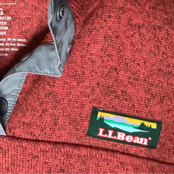 Medium Women's L.L.Bean Sweater Fleece Pullover Heathered Coral Grey Accent - Picture 4 of 10